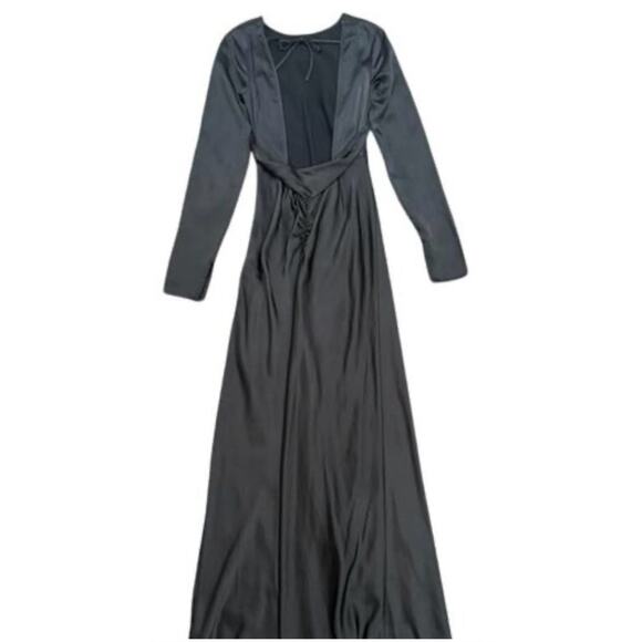 We Wore What Maxi Dress Womens M Black Long Sleeve Open Back Cowl Formal - Picture 6 of 16